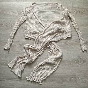 Olympic 100% cotton ribbed wrap long cardigan sweater